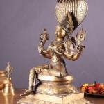 19" Pure Brass Goddess Mariamman Statue - Divine Hindu Protector of Rain, Health & Fertility